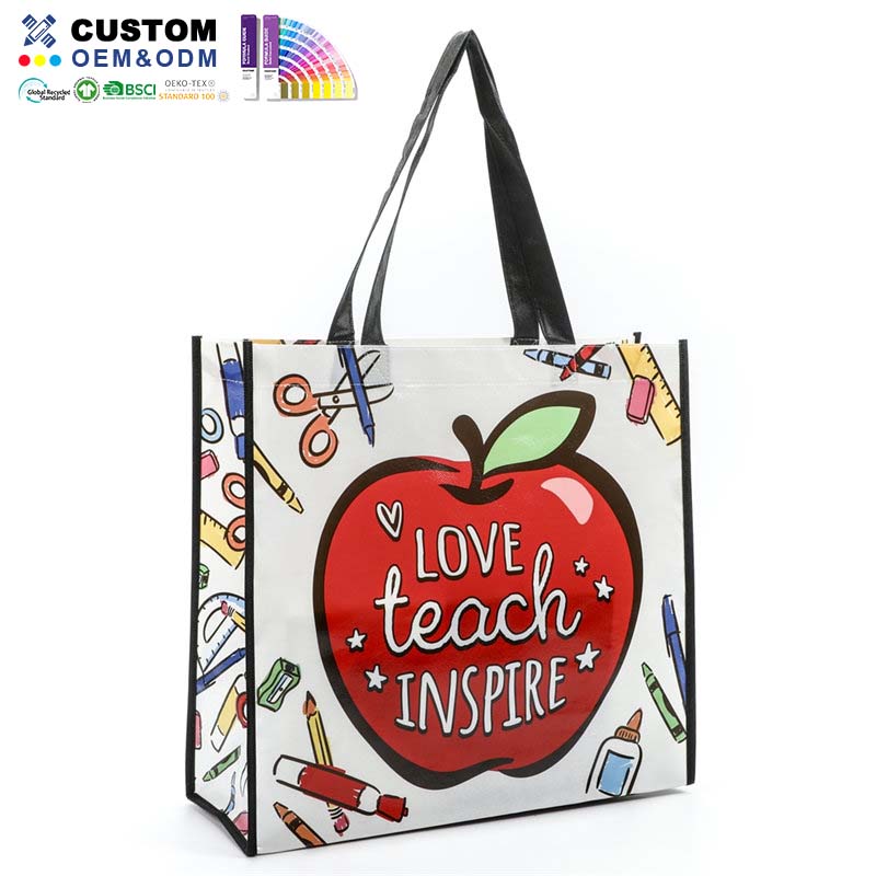 Borsa shopper in tessuto non tessuto laminato lucido